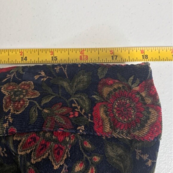 Vintage Talbots Navy Floral Pinwale Corduroy Pants Wide Leg No Pockets Women 14W - Picture 12 of 15
